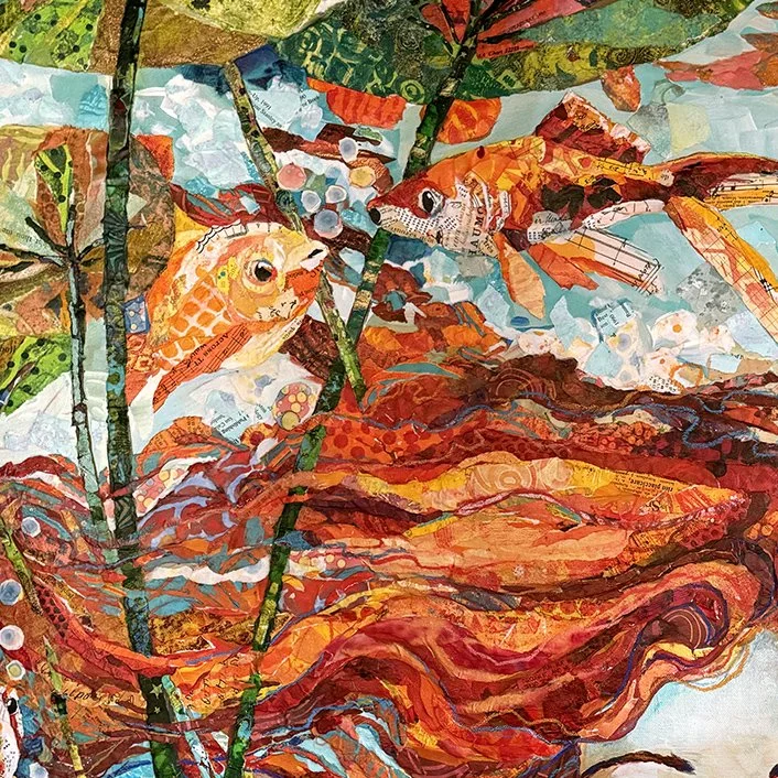 Nishikigoi / 28 x 38 / hanging on un-stretched canvas